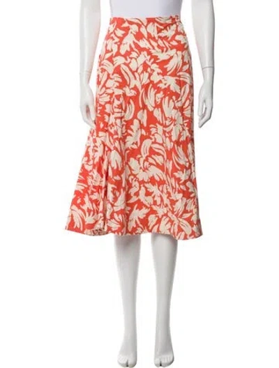 Pre-owned Misa Printed Midi Length Skirt In Orange