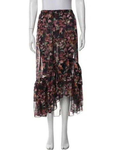 Pre-owned Misa Printed Midi Length Skirt In Pink