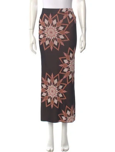 Pre-owned Misa Printed Midi Length Skirt W/ Tags In Brown