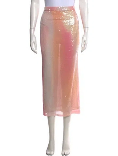 Pre-owned Misa Printed Midi Length Skirt W/ Tags In Pink