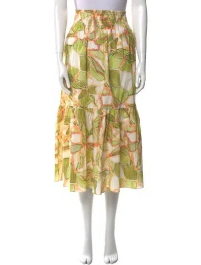Pre-owned Misa Printed Midi Length Skirt In Yellow