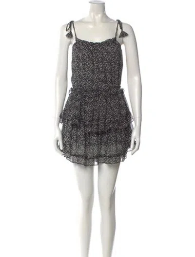 Pre-owned Misa Printed Mini Dress In Black