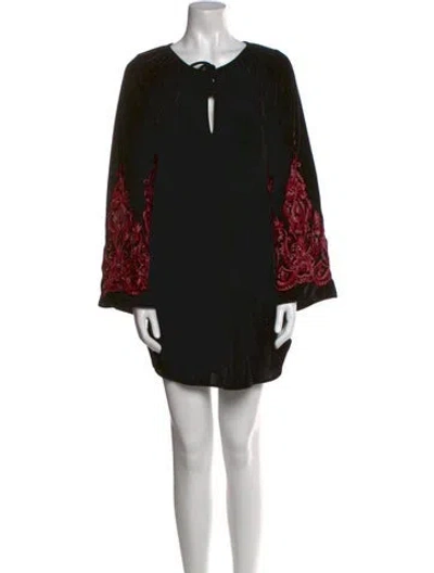 Pre-owned Misa Printed Mini Dress In Black