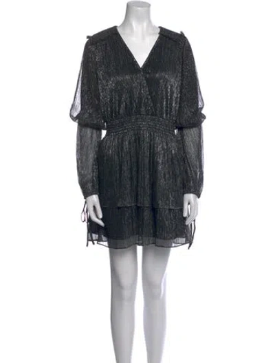 Pre-owned Misa Printed Mini Dress In Black