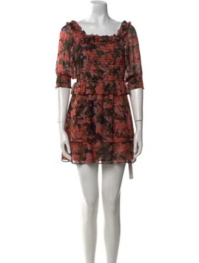 Pre-owned Misa Printed Mini Dress In Black