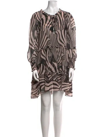 Pre-owned Misa Printed Mini Dress In Black