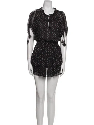 Pre-owned Misa Printed Mini Dress In Black