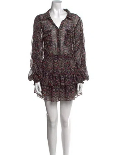 Pre-owned Misa Printed Mini Dress In Black
