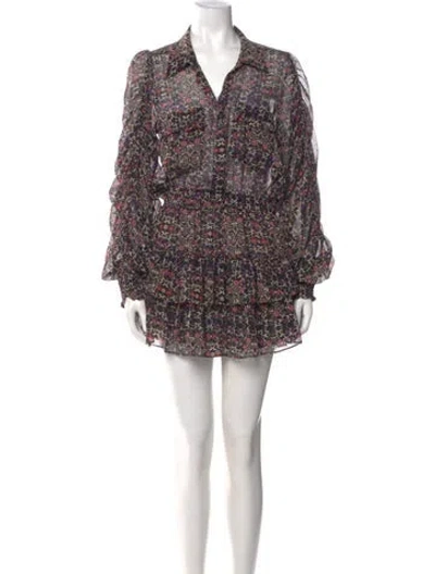 Pre-owned Misa Printed Mini Dress In Black