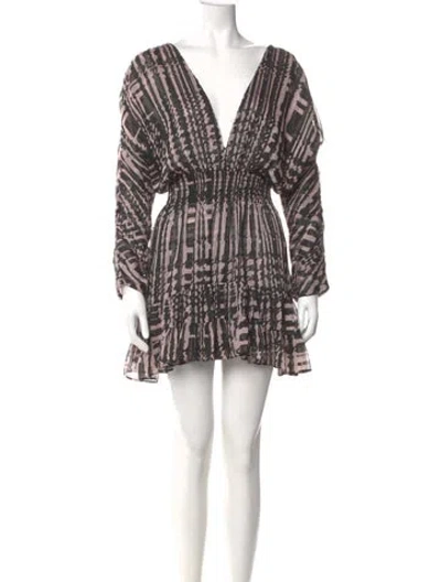 Pre-owned Misa Printed Mini Dress In Black