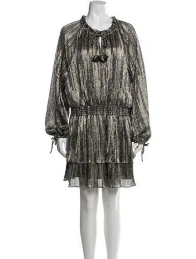 Pre-owned Misa Printed Mini Dress In Black