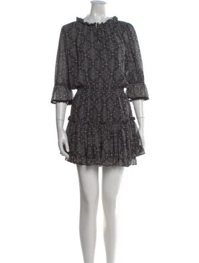 Pre-owned Misa Printed Mini Dress In Black