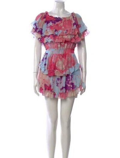 Pre-owned Misa Printed Mini Dress In Black
