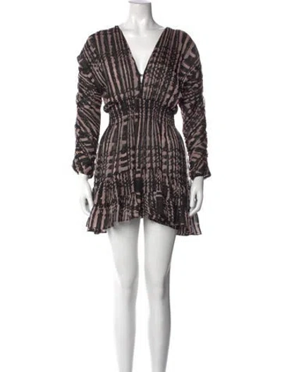 Pre-owned Misa Printed Mini Dress In Black