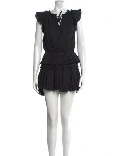 Pre-owned Misa Printed Mini Dress In Black