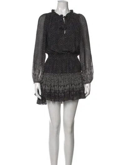 Pre-owned Misa Printed Mini Dress In Black
