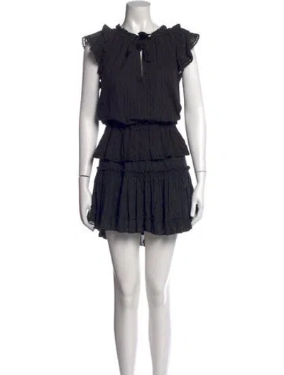 Pre-owned Misa Printed Mini Dress In Black