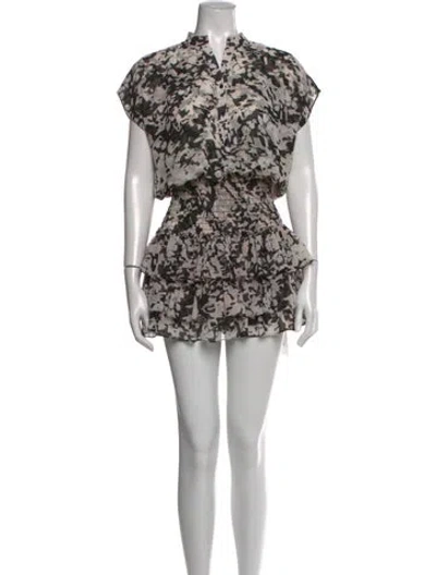 Pre-owned Misa Printed Mini Dress In Black