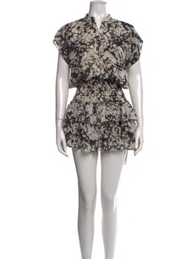 Pre-owned Misa Printed Mini Dress In Black