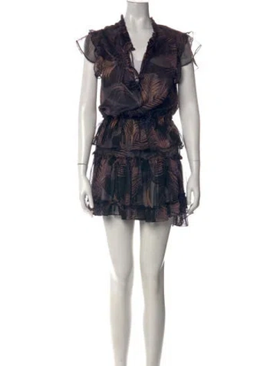 Pre-owned Misa Printed Mini Dress In Black
