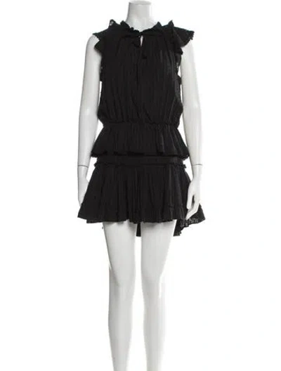 Pre-owned Misa Printed Mini Dress In Black