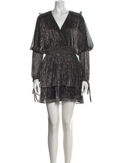 Pre-owned Misa Printed Mini Dress In Black