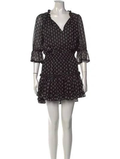 Pre-owned Misa Printed Mini Dress In Black
