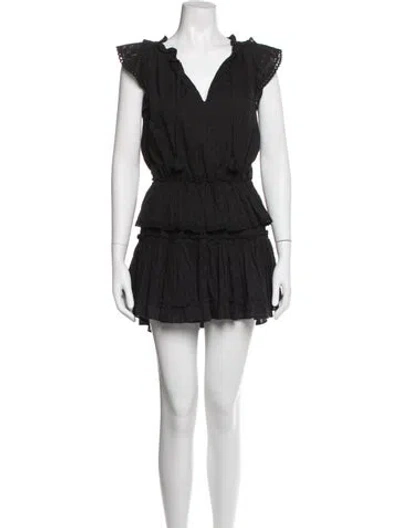 Pre-owned Misa Printed Mini Dress In Black