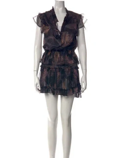 Pre-owned Misa Printed Mini Dress In Black