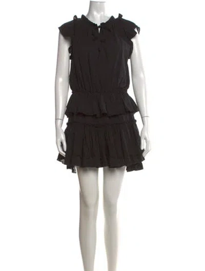 Pre-owned Misa Printed Mini Dress In Black