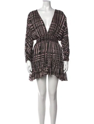 Pre-owned Misa Printed Mini Dress In Black