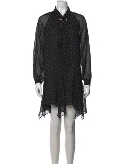 Pre-owned Misa Printed Mini Dress In Black