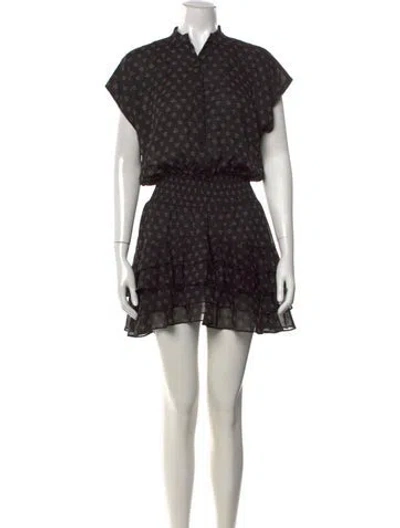 Pre-owned Misa Printed Mini Dress In Black