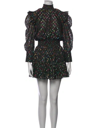 Pre-owned Misa Printed Mini Dress In Black/metallic