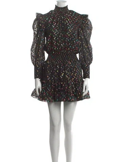 Pre-owned Misa Printed Mini Dress In Black/metallic