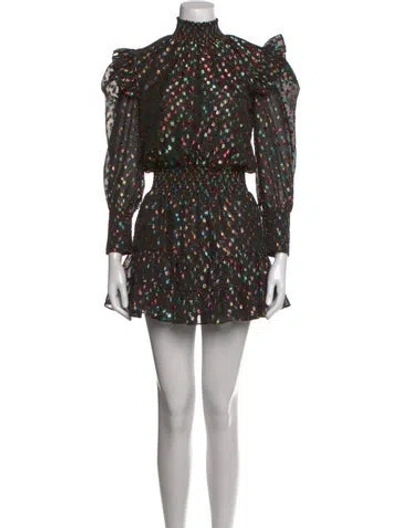 Pre-owned Misa Printed Mini Dress In Black/metallic