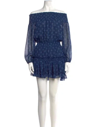 Pre-owned Misa Printed Mini Dress In Blue