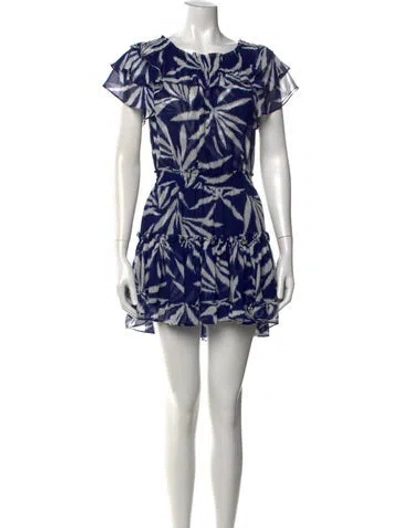 Pre-owned Misa Printed Mini Dress In Blue