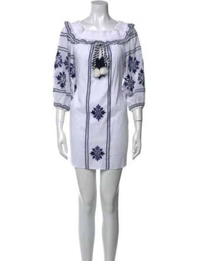 Pre-owned Misa Printed Mini Dress In Blue