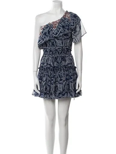 Pre-owned Misa Printed Mini Dress In Blue
