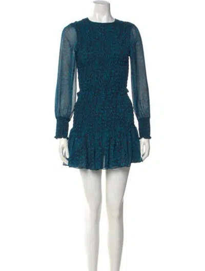 Pre-owned Misa Printed Mini Dress In Blue