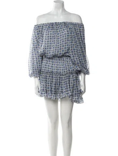 Pre-owned Misa Printed Mini Dress In Blue