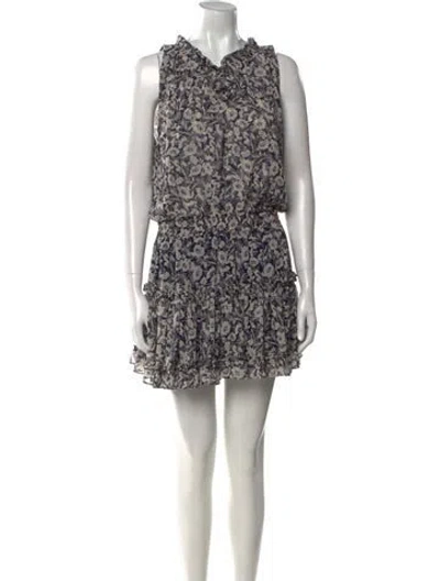 Pre-owned Misa Printed Mini Dress In Blue