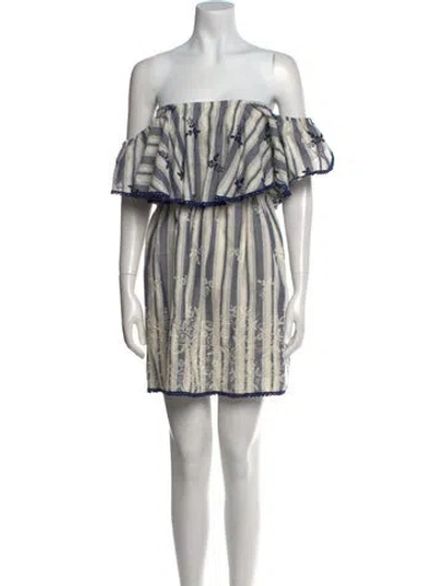 Pre-owned Misa Printed Mini Dress In Blue