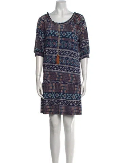 Pre-owned Misa Printed Mini Dress In Blue