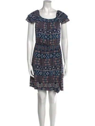Pre-owned Misa Printed Mini Dress In Blue