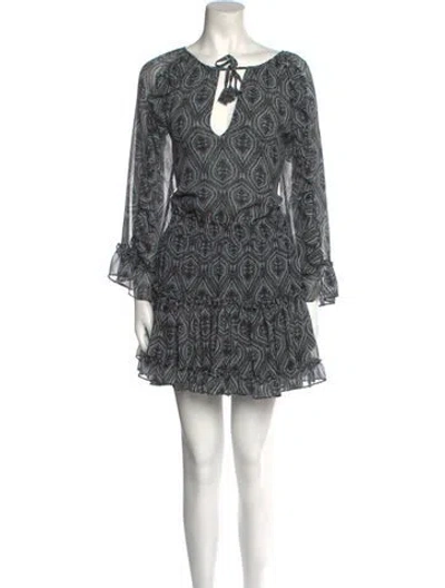 Pre-owned Misa Printed Mini Dress In Blue