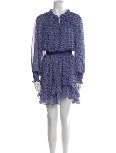 Pre-owned Misa Printed Mini Dress In Blue