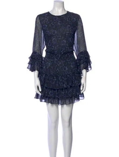 Pre-owned Misa Printed Mini Dress In Blue