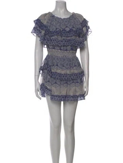 Pre-owned Misa Printed Mini Dress In Blue